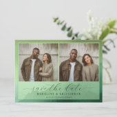 Save The Date Collage photo de couleur vert olive rustique (Debout devant)