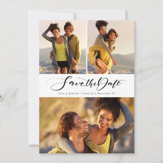 Save The Date Collage photo de script de calligraphie (Devant)
