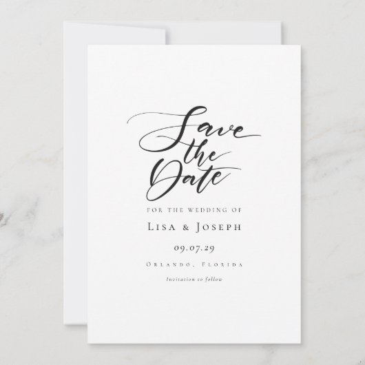 Save The Date Collage photo de script de calligraphie (Dos)