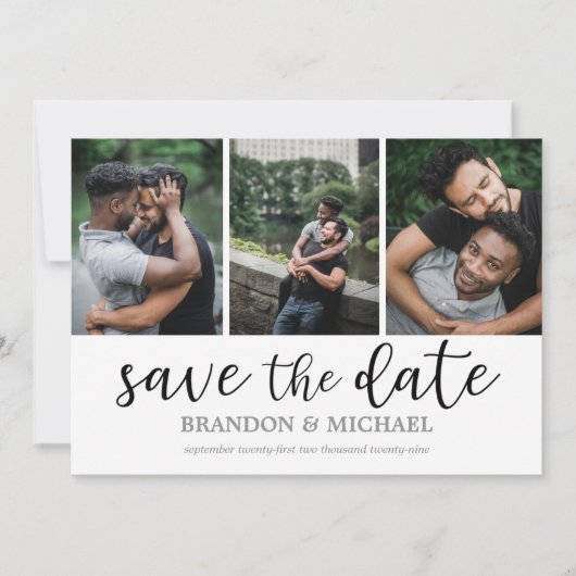 Save The Date Collage photo de script moderne LGBTQ (Devant)