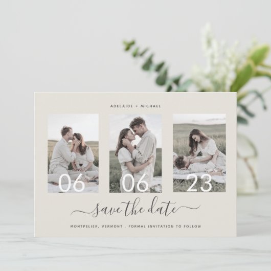 Save The Date Collage photo de script romantique moderne (Debout devant)