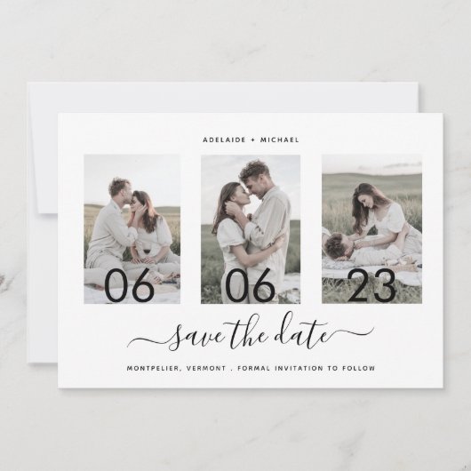 Save The Date Collage photo de script romantique moderne (Devant)