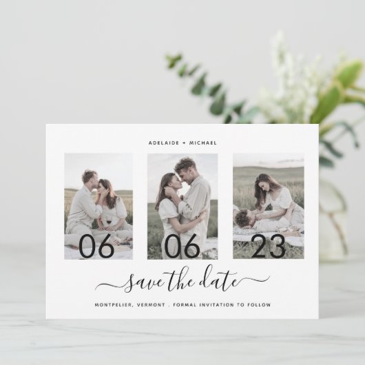 Save The Date Collage photo de script romantique moderne (Debout devant)