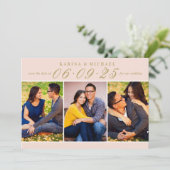 Save The Date Collage photo Elegant Blush et Gold Mariage (Debout devant)