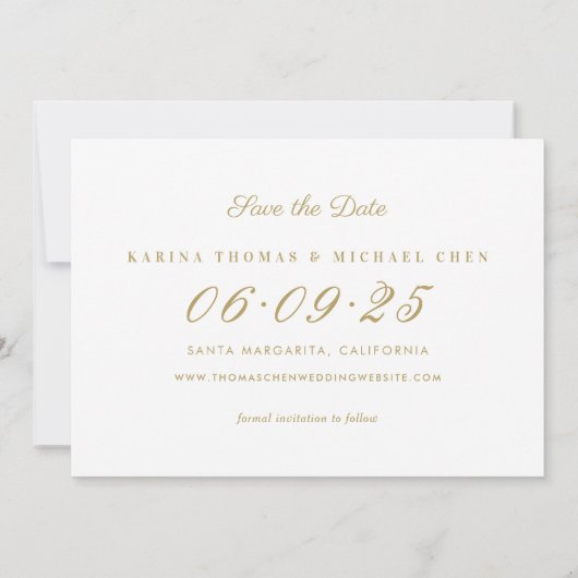 Save The Date Collage photo Elegant Blush et Gold Mariage (Dos)