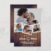 Save The Date Collage photo en bois rustique Mariage élégant Sau (Devant / Derrière)