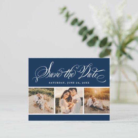 Save The Date Collage photo Mariage de script de calligraphie de (Debout devant)