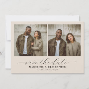 Save The Date Collage photo minimaliste beige serein