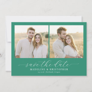Save The Date Collage photo minimaliste sarcelle romantique
