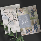 Save The Date Collage photo moderne Dusty Blue