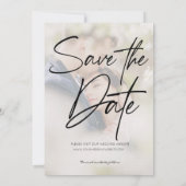 Save The Date Collage photo moderne Dusty Blue (Dos)