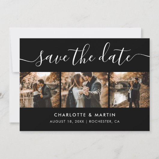 Save The Date Collage photo moderne en noir et blanc (Devant)