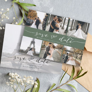 Save The Date Collage photo moderne Enregistrer la date Sage som