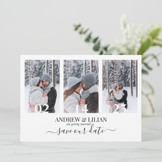 Save The Date Collage photo moderne Monogramme Mariage minimalis (Debout devant)