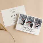 Save The Date Collage photo moderne Monogramme Mariage minimalis<br><div class="desc">Monogramme Monogramme Mariage minimaliste Sauvegarder la date. Caractéristiques 3 photo à l'avant et simple monogramme à l'arrière. Personnalisez facilement en remplaçant chaque info. Téléchargez des photos verticales/portraits. Vérifiez l'aperçu avant d'ajouter au panier. (Exemples de photos de Mikhail Nilov)</div>