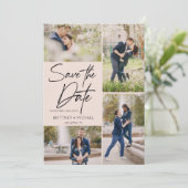 Save The Date Collage photo moderne rose pâle (Debout devant)