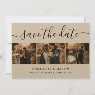 Save The Date Collage photo papier Kraft élégant