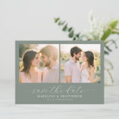 Save The Date Collage photo romantique vert (Debout devant)