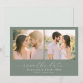 Save The Date Collage photo romantique vert (Devant / Derrière)