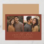 Save The Date Collage photo rustique marron romantique (Devant / Derrière)