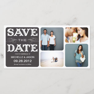 SAVE THE DATE COLLAGE VINTAGE NOIR  ENREGISTRER LA DATE D'ANNONC