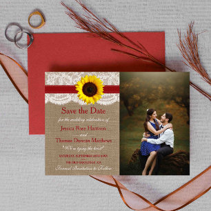Save The Date Collection de Mariages de tournesol rustique - Rou