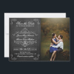 Save The Date Collection de Mariages Ornate Chalkboard<br><div class="desc">Célébrez dans le style avec ces mariage élégant et très tendance enregistrer les cartes de date. Ce design est facile à personnaliser avec votre propre photo et votre propre libellé et vos invités seront ravis quand ils reçoivent ces fabuleux sauver les dates. Les éléments mariages correspondants se trouvent dans la...</div>