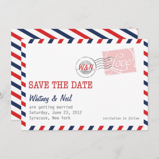 Save The Date Collection du service postal rouge pour annoncer l (Devant / Derrière)