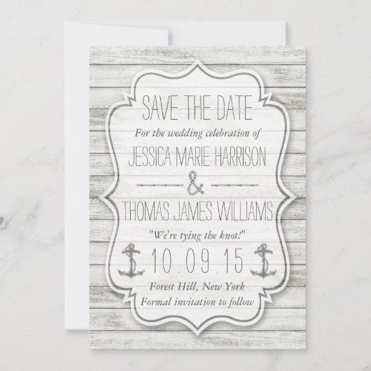 Save The Date Collection Nautique blanchie à la chaux Wood Beach (Devant)