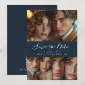 Save The Date Collection photo de script moderne Dusty Blue (Devant / Derrière)