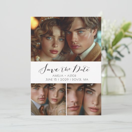 Save The Date Collection photo de script moderne noir blanc (Debout devant)