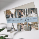 Save The Date Collection photo moderne Enregistrer la date Dusty<br><div class="desc">Choisissez les meilleures photos de votre séance photo fiançailles ou vos photos préférées de vous deux pour cette parfaite enregistrer la date. Les mots sauvegardent la date sont écrits à la main pour donner une impression personnelle à la carte. L'avant a 6 images et l'arrière a une grande image avec...</div>