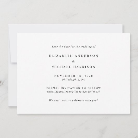 Save The Date Collection photo moderne Mariage de script blanc (Dos)
