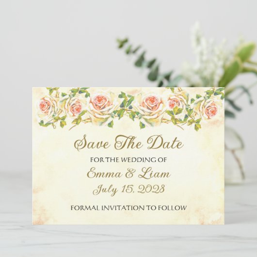 Save The Date Collection Rose Antique - Enregistrer Le Mariage D (Debout devant)