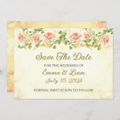Save The Date Collection Rose Antique - Enregistrer Le Mariage D (Devant / Derrière)
