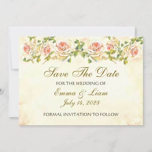 Save The Date Collection Rose Antique - Mariage Enregistrer La D (Devant)