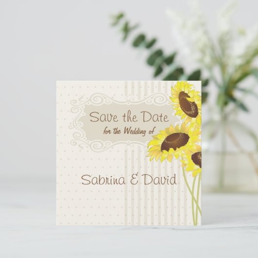 Save The Date Collection Sunflowers And Stripes Enregistrer la d (Debout devant)