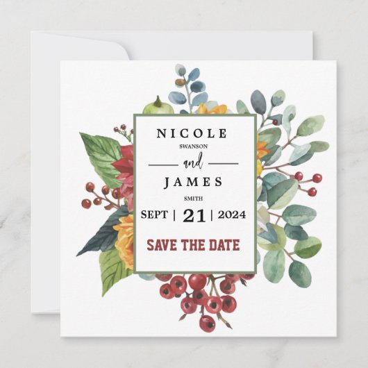 Save The Date Coloré élégant floral (Devant)