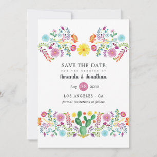 Save The Date Coloré Floral Mexicain Fiesta Photo Mariage