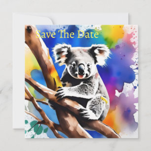 Save The Date Coloré Koala Bear Aquarelle Splash,