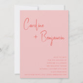 Save The Date Coloré moderne Boho rose rouge Mariage Script (Devant)