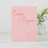 Save The Date Coloré moderne Boho rose rouge Mariage Script (Debout devant)
