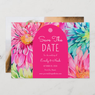 Save The Date Coloré moderne Tropical Floral Mariage Photo