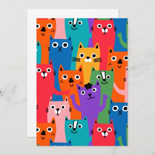 Save The Date Colorful cats (Devant / Derrière)