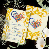 Save The Date Colorful Floral Heart Baroque Mexican Wedding