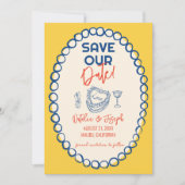 Save The Date Colorful Illustrated Main Drawn Quirky Mariage (Devant)