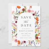 Save The Date Colorful Watercolor Wildflowers Arch Wedding (Devant)