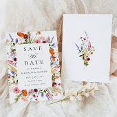 Save The Date Colorful Watercolor Wildflowers Wedding