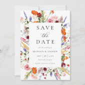 Save The Date Colorful Watercolor Wildflowers Wedding (Devant)