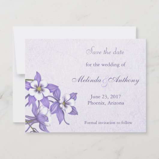 Save The Date Columbine Bouquet Enregistrer la date (Dos)